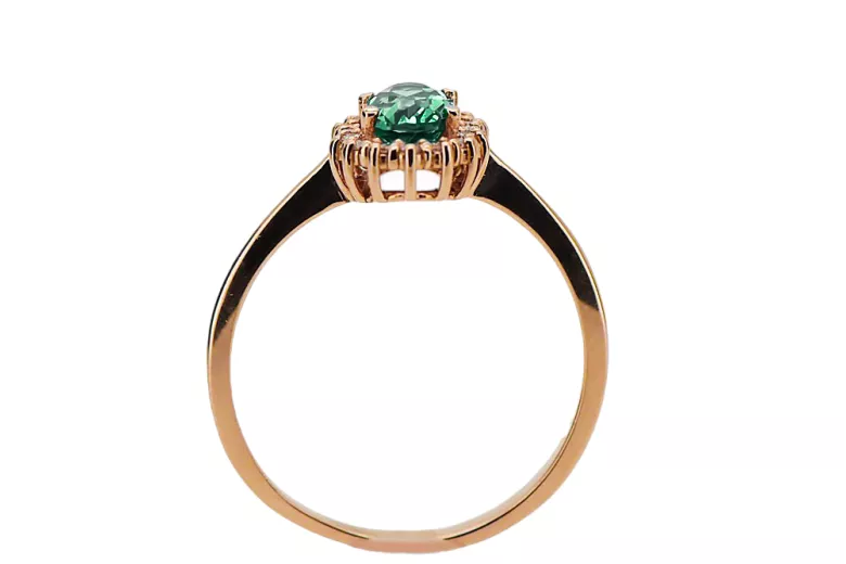Vintage craft Ring Emerald Original Vintage 14K Rose Gold crc009r